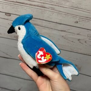 TY Blue and White Stuffed Bird Toy - Rocket